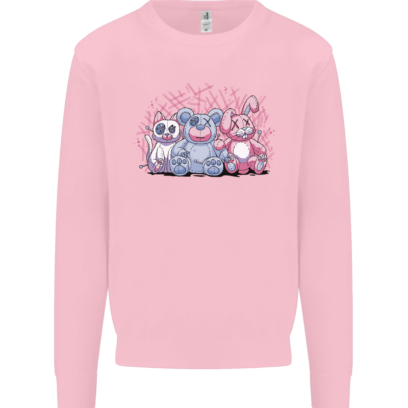 Zombie Cat Rabbit Bear Halloween Gothic Mens Sweatshirt Jumper Light Pink