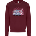 Zombie Cat Rabbit Bear Halloween Gothic Mens Sweatshirt Jumper Maroon
