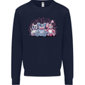 Zombie Cat Rabbit Bear Halloween Gothic Mens Sweatshirt Jumper Navy Blue