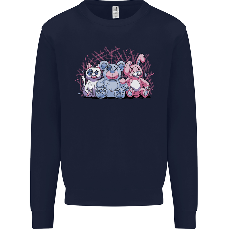 Zombie Cat Rabbit Bear Halloween Gothic Mens Sweatshirt Jumper Navy Blue