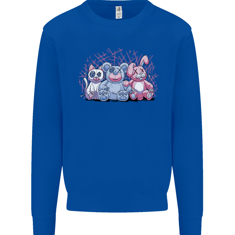 Zombie Cat Rabbit Bear Halloween Gothic Mens Sweatshirt Jumper Royal Blue