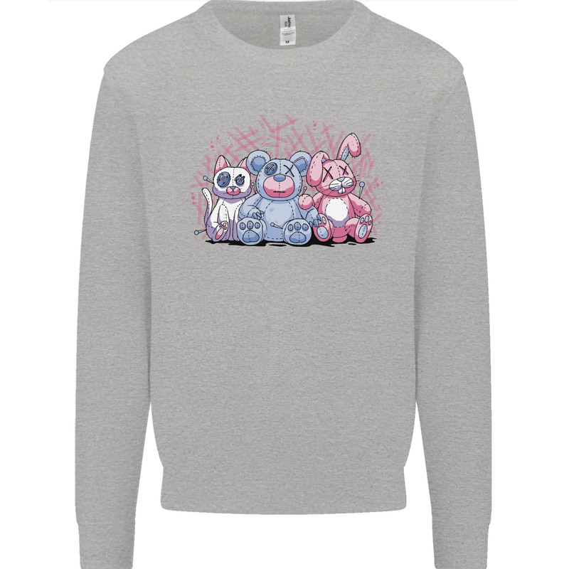 Zombie Cat Rabbit Bear Halloween Gothic Mens Sweatshirt Jumper Sports Grey
