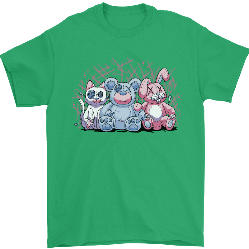 Zombie Cat Rabbit Bear Halloween Gothic Mens T-Shirt 100% Cotton Irish Green