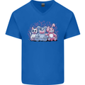 Zombie Cat Rabbit Bear Halloween Gothic Mens V-Neck Cotton T-Shirt Royal Blue