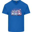 Zombie Cat Rabbit Bear Halloween Gothic Mens V-Neck Cotton T-Shirt Royal Blue