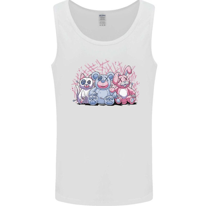 Zombie Cat Rabbit Bear Halloween Gothic Mens Vest Tank Top White