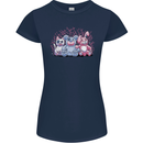 Zombie Cat Rabbit Bear Halloween Gothic Womens Petite Cut T-Shirt Navy Blue