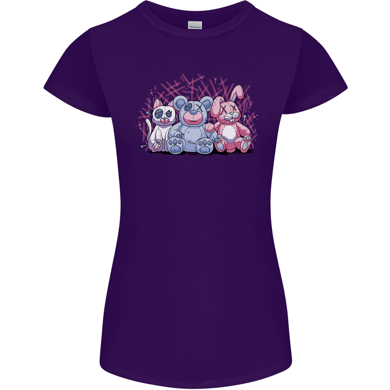 Zombie Cat Rabbit Bear Halloween Gothic Womens Petite Cut T-Shirt Purple