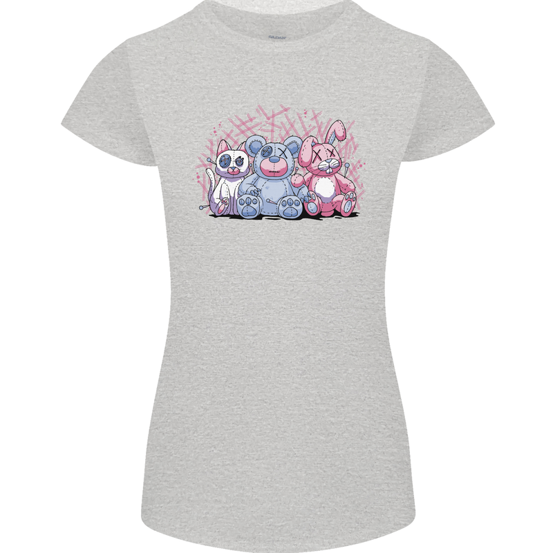 Zombie Cat Rabbit Bear Halloween Gothic Womens Petite Cut T-Shirt Sports Grey