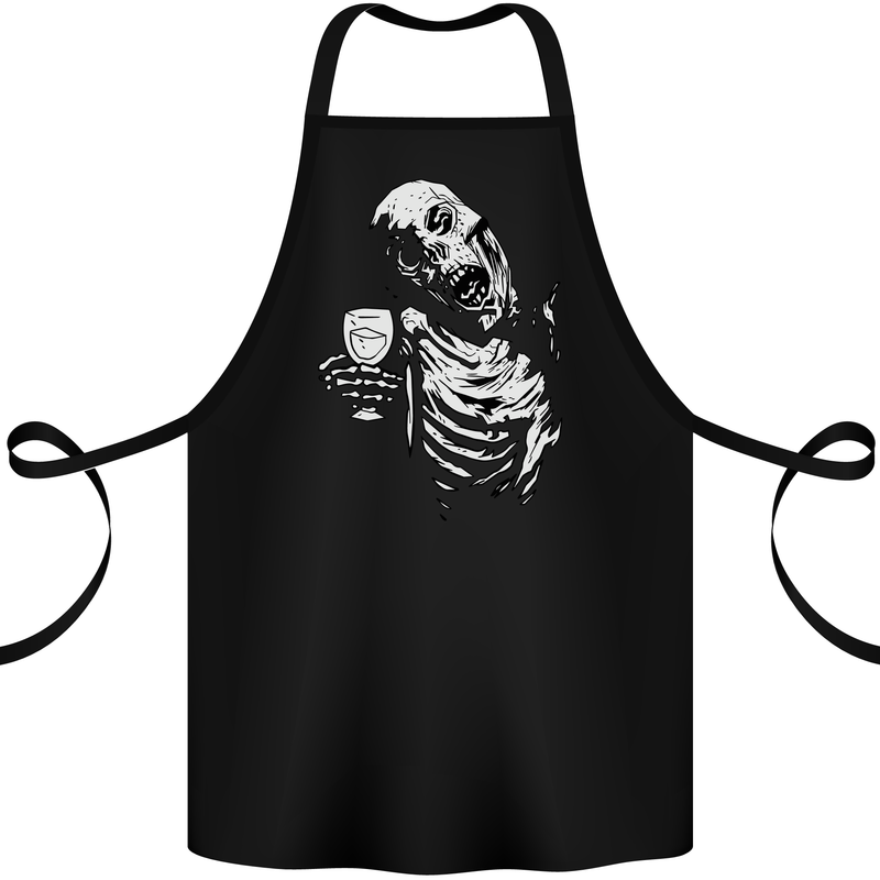 Zombie Cheer Skull Halloween Alcohol Beer Cotton Apron 100% Organic Black