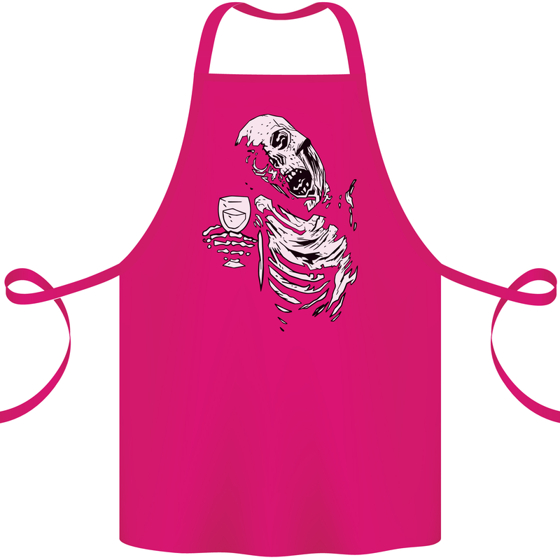 Zombie Cheer Skull Halloween Alcohol Beer Cotton Apron 100% Organic Pink