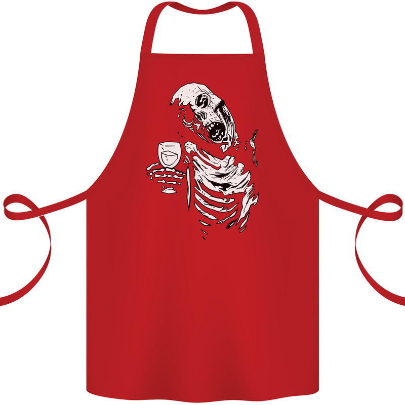 Zombie Cheer Skull Halloween Alcohol Beer Cotton Apron 100% Organic Red