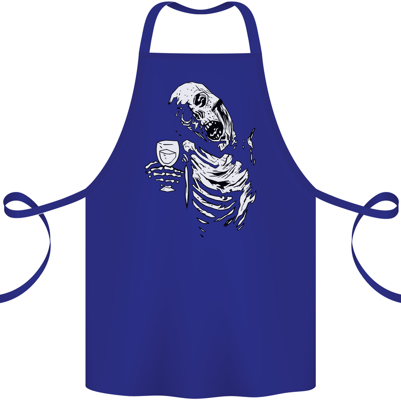 Zombie Cheer Skull Halloween Alcohol Beer Cotton Apron 100% Organic Royal Blue