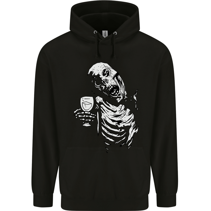 Zombie Cheer Skull Halloween Alcohol Beer Mens 80% Cotton Hoodie Black