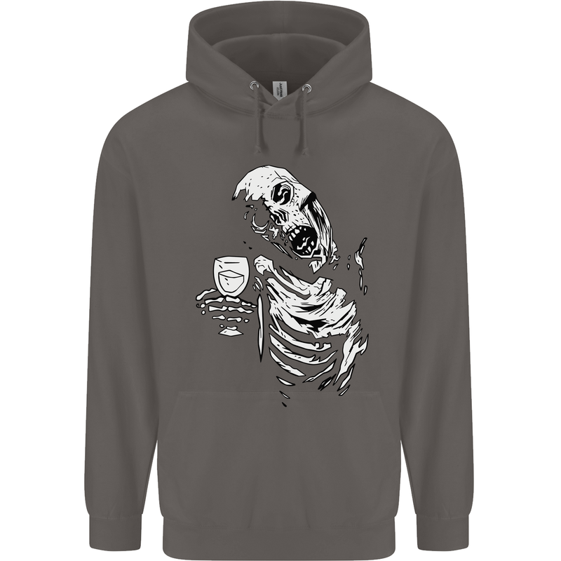Zombie Cheer Skull Halloween Alcohol Beer Mens 80% Cotton Hoodie Charcoal