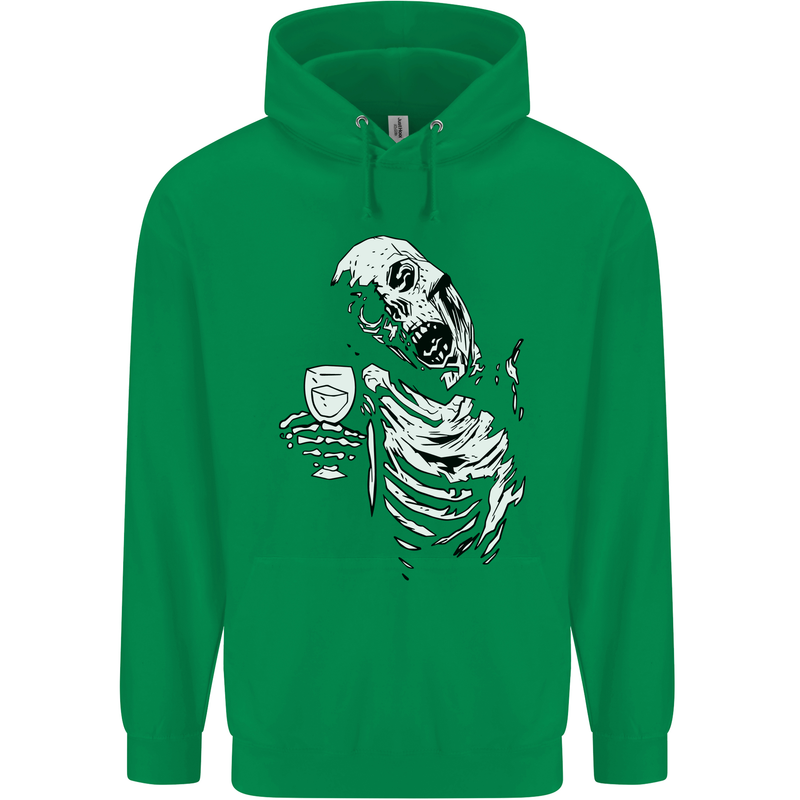 Zombie Cheer Skull Halloween Alcohol Beer Mens 80% Cotton Hoodie Irish Green