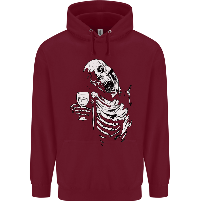 Zombie Cheer Skull Halloween Alcohol Beer Mens 80% Cotton Hoodie Maroon