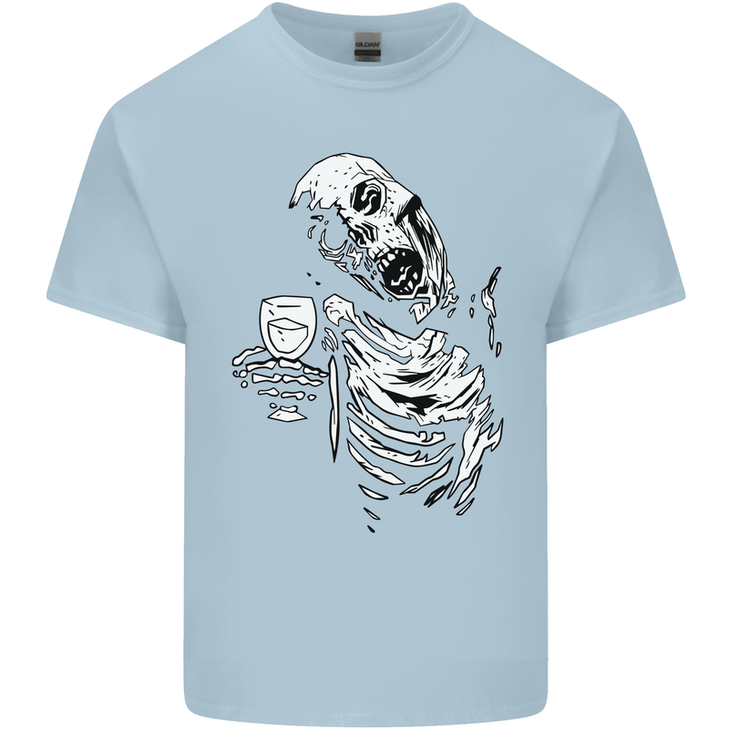 Zombie Cheer Skull Halloween Alcohol Beer Mens Cotton T-Shirt Tee Top Light Blue