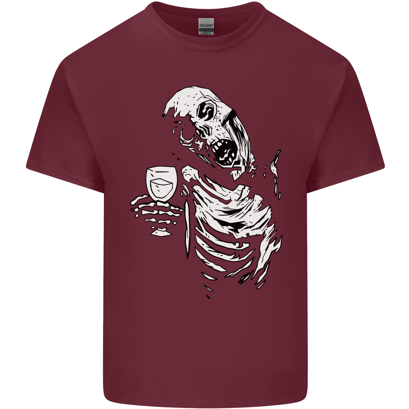 Zombie Cheer Skull Halloween Alcohol Beer Mens Cotton T-Shirt Tee Top Maroon