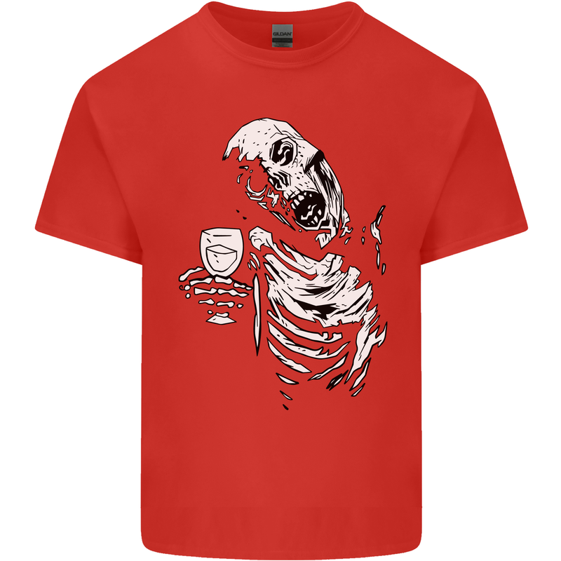 Zombie Cheer Skull Halloween Alcohol Beer Mens Cotton T-Shirt Tee Top Red