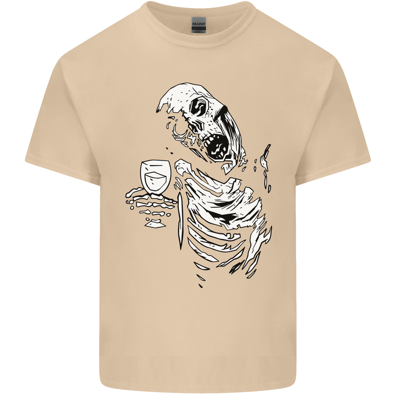 Zombie Cheer Skull Halloween Alcohol Beer Mens Cotton T-Shirt Tee Top Sand