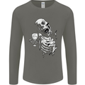 Zombie Cheer Skull Halloween Alcohol Beer Mens Long Sleeve T-Shirt Charcoal