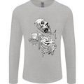 Zombie Cheer Skull Halloween Alcohol Beer Mens Long Sleeve T-Shirt Sports Grey