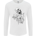 Zombie Cheer Skull Halloween Alcohol Beer Mens Long Sleeve T-Shirt White