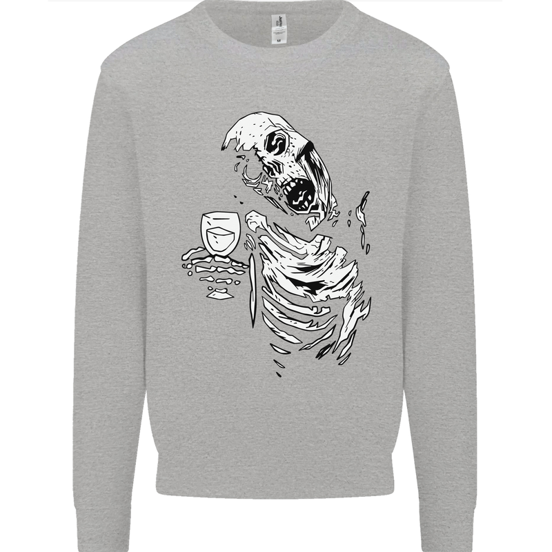 Zombie Cheer Skull Halloween Alcohol Beer Mens Sweatshirt Jumper Sports Grey