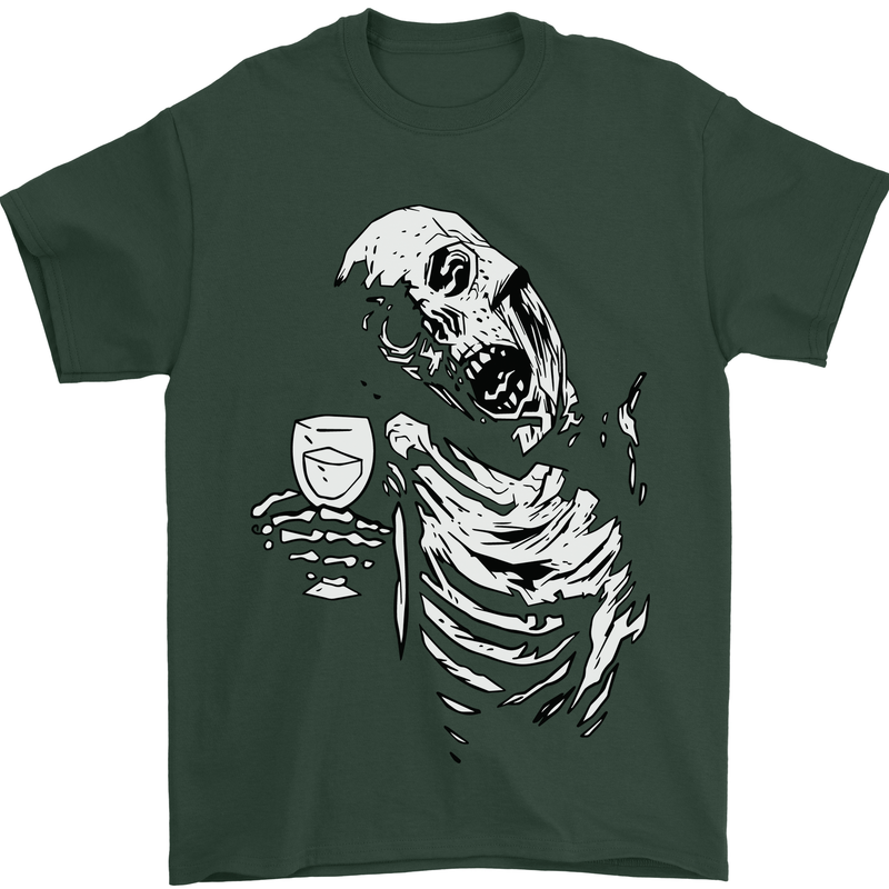 Zombie Cheer Skull Halloween Alcohol Beer Mens T-Shirt 100% Cotton Forest Green