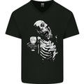 Zombie Cheer Skull Halloween Alcohol Beer Mens V-Neck Cotton T-Shirt Black