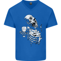 Zombie Cheer Skull Halloween Alcohol Beer Mens V-Neck Cotton T-Shirt Royal Blue