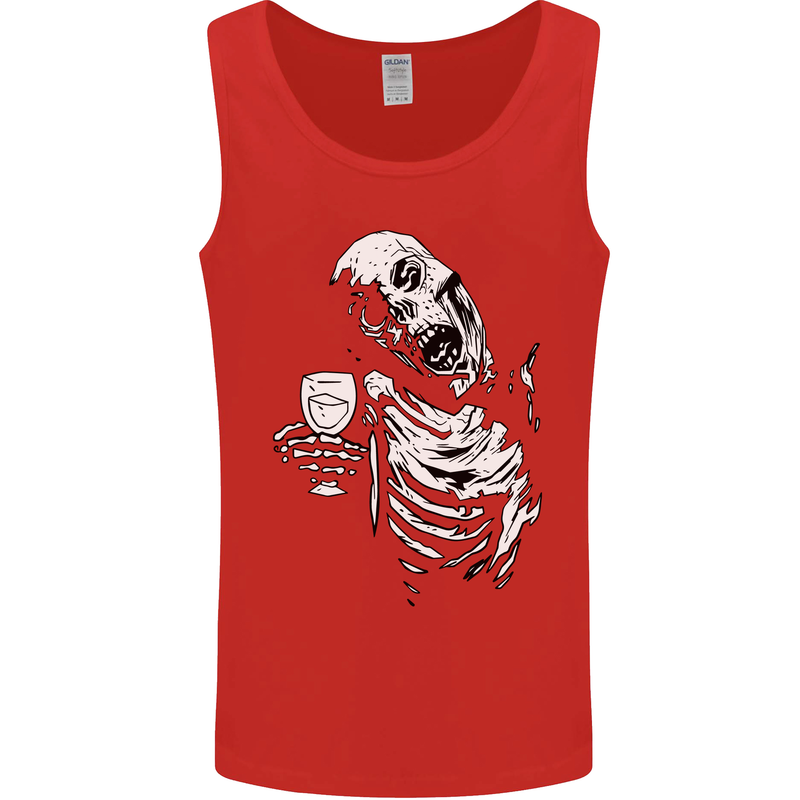 Zombie Cheer Skull Halloween Alcohol Beer Mens Vest Tank Top Red