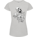 Zombie Cheer Skull Halloween Alcohol Beer Womens Petite Cut T-Shirt Sports Grey