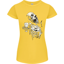 Zombie Cheer Skull Halloween Alcohol Beer Womens Petite Cut T-Shirt Yellow