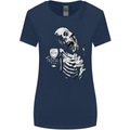 Zombie Cheer Skull Halloween Alcohol Beer Womens Wider Cut T-Shirt Navy Blue