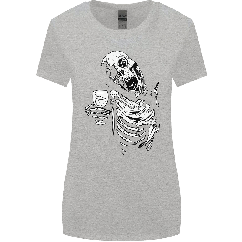 Zombie Cheer Skull Halloween Alcohol Beer Womens Wider Cut T-Shirt Sports Grey