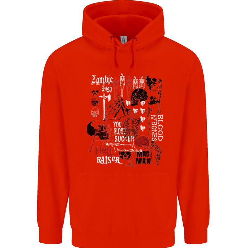 Zombie Halloween Vampire Dracular Skull Childrens Kids Hoodie Bright Red