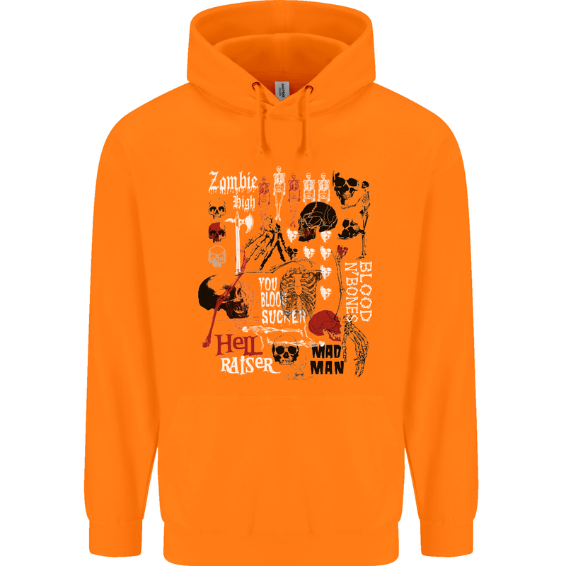 Zombie Halloween Vampire Dracular Skull Childrens Kids Hoodie Orange