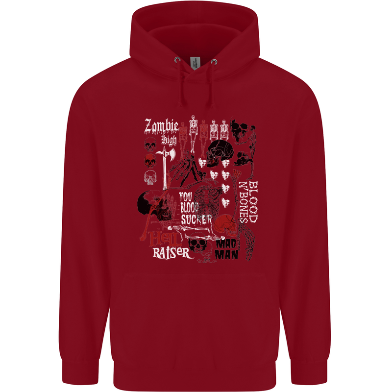 Zombie Halloween Vampire Dracular Skull Childrens Kids Hoodie Red