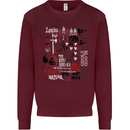 Zombie Halloween Vampire Dracular Skull Kids Sweatshirt Jumper Maroon