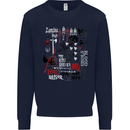 Zombie Halloween Vampire Dracular Skull Kids Sweatshirt Jumper Navy Blue