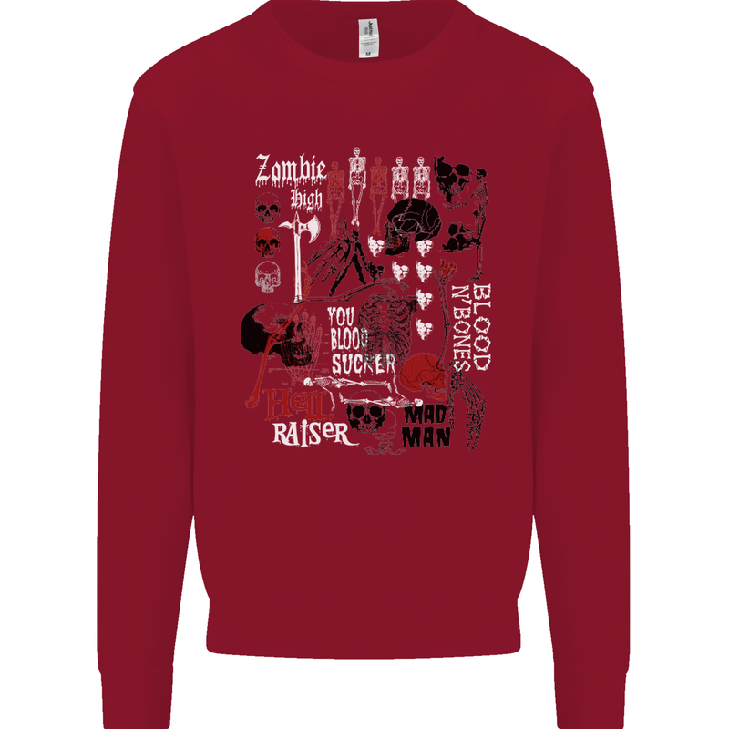 Zombie Halloween Vampire Dracular Skull Kids Sweatshirt Jumper Red