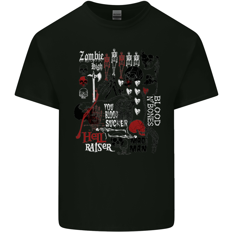 Zombie Halloween Vampire Dracular Skull Kids T-Shirt Childrens Black