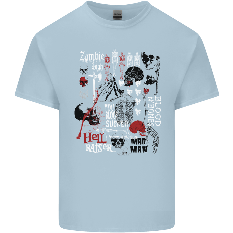 Zombie Halloween Vampire Dracular Skull Kids T-Shirt Childrens Light Blue