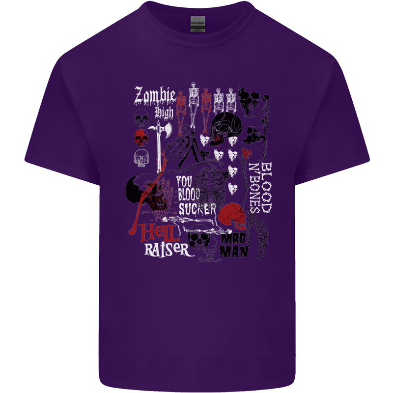 Zombie Halloween Vampire Dracular Skull Mens Cotton T-Shirt Tee Top Purple
