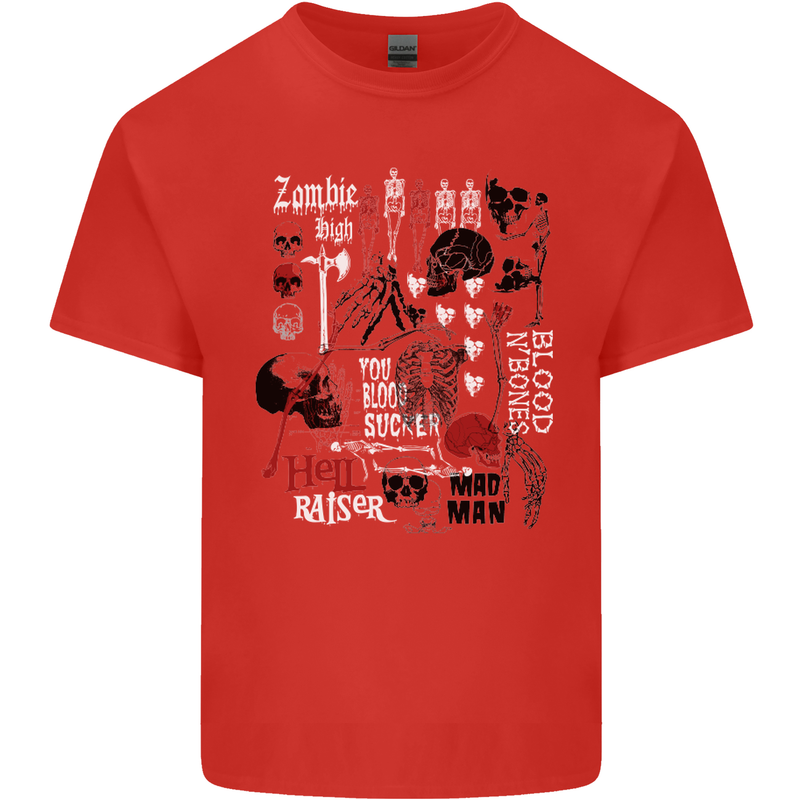 Zombie Halloween Vampire Dracular Skull Mens Cotton T-Shirt Tee Top Red