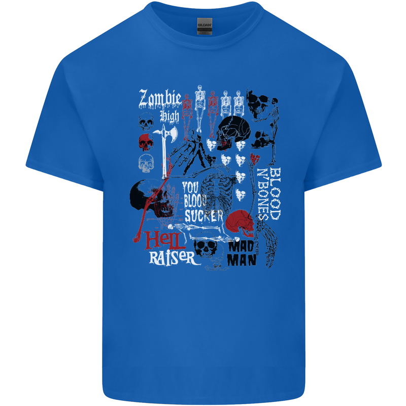 Zombie Halloween Vampire Dracular Skull Mens Cotton T-Shirt Tee Top Royal Blue