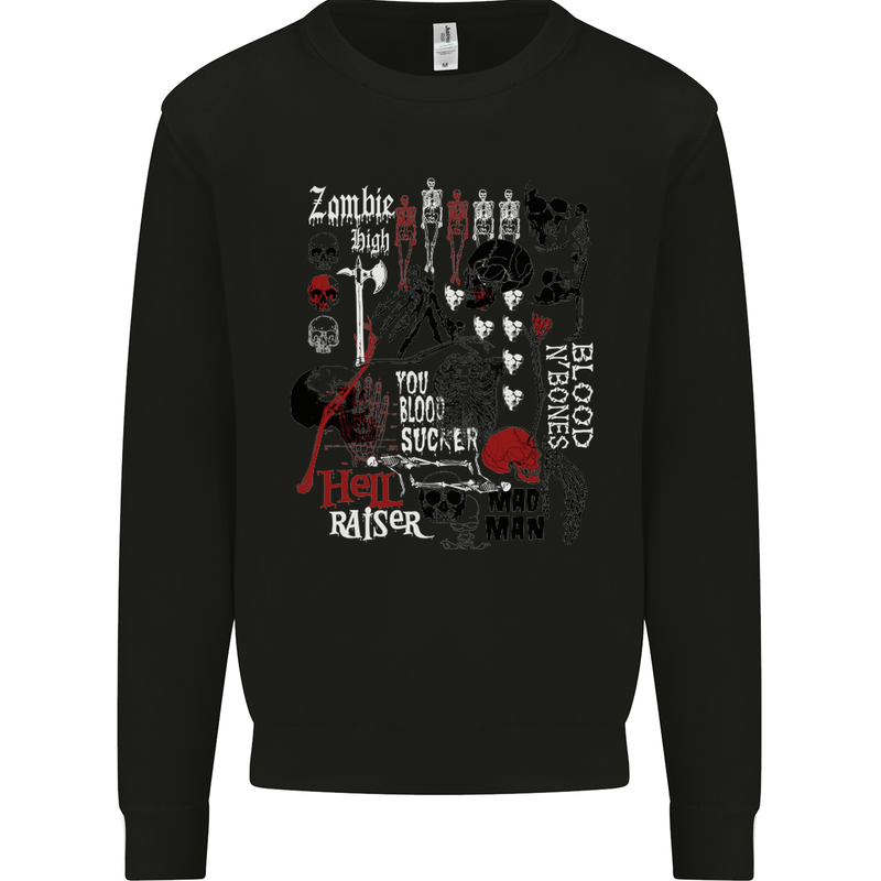 Zombie Halloween Vampire Dracular Skull Mens Sweatshirt Jumper Black