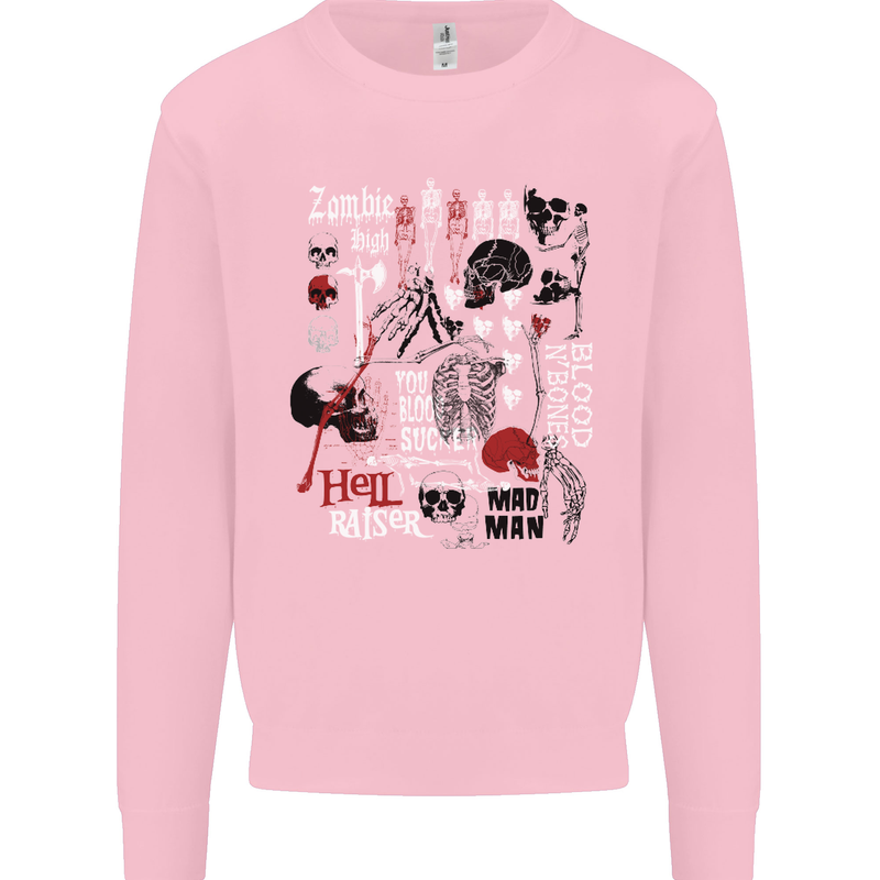 Zombie Halloween Vampire Dracular Skull Mens Sweatshirt Jumper Light Pink